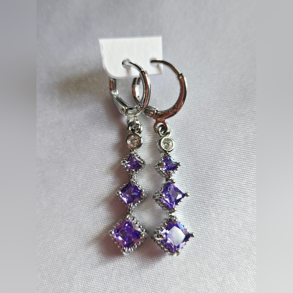 Pretty Bird Amethyst and Silver Dangle Earrings